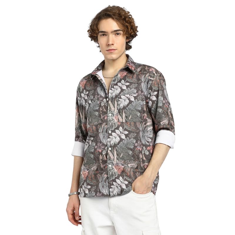 Image of CAHOOT Men's Shacket for Casual Wear | Spread Collar | Long Sleeve | Button Closure | Overshirt /Shacket Crafted with Comfort Fit for Everyday Wear