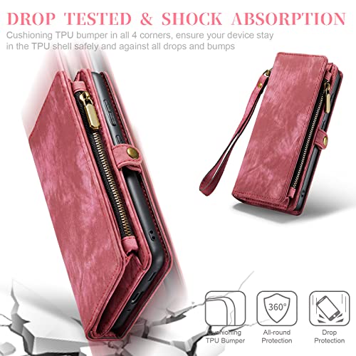 Asuwish Phone Case For Samsung Galaxy S20 Plus Glaxay S20+ 5G Zipper Wallet Cover With Tempered Glass Screen Protector And Flip Card Holder Cell Gaxaly S20+5G S20Plus 20S + S 20 20+ G5 Women Men Red #TOP6