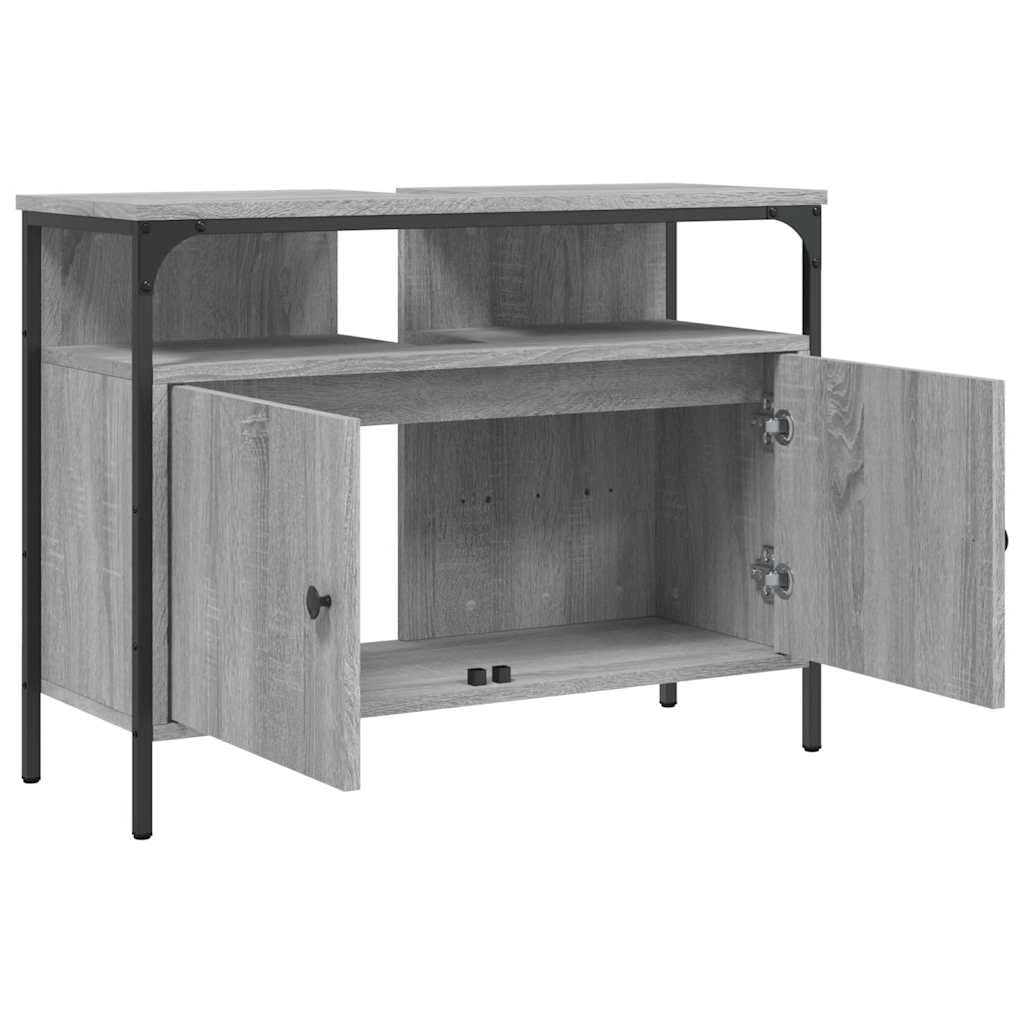 Armario para debajo del lavabo Sonoma, 80 x 30 x 60 cm, material de madera con acero pulverizado, espacio para muebles de baño, lavabo y lavadero, montaje en pared posible