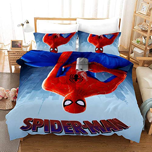 ZZALL Spiderman Juego de Ropa de Cama – Funda nórdica y Dos Fundas de Almohada, Microfibra, 2, 135 x 200 cm