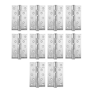 AKS Stainless Steel Four Ball Bearing Door Hinge Length 4 inch Width 3 inch Thickness 3 mm Finish Satin SS Pack of 10 Piece