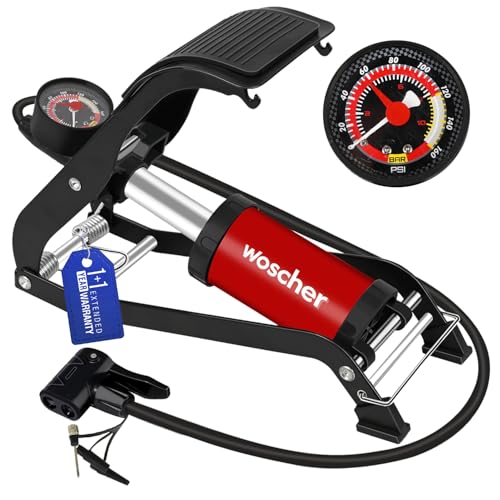 Woscher StepAir Single Cylinder Foot Tyre Inflator for Car and Bike, Air Pump for Car Tyre, 120 PSI Foot Car Tyre Inflator Pump with Pressure Gauge | Cycle Pump for Bicycle | Tyre Inflator Kit