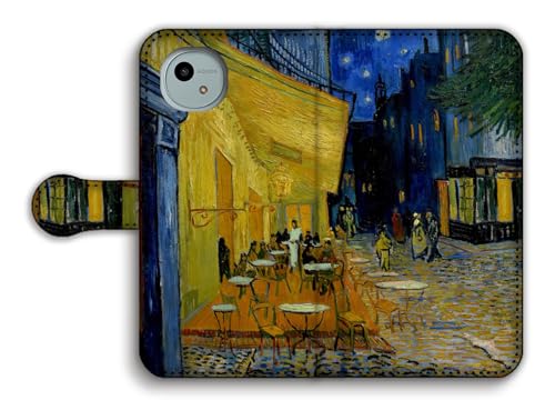 手帳型 AQUOS wish4互換 スマホケース 【世界の名画】 ゴッホ ☆印象派☆ 情熱 ポスト印象派 風景 絵画 芸術 アート (夜のカフェテラス)