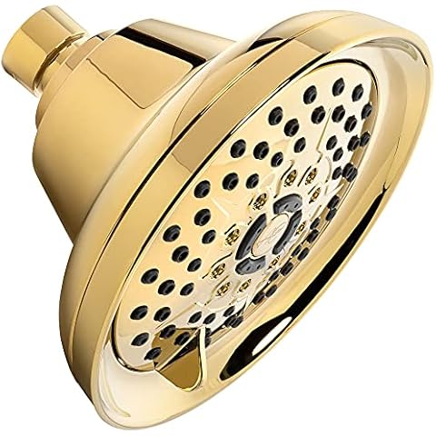 Massage Shower Head With Mist - High Pressure Boosting, Multi-Function, Massaging Rainfall Showerhead For Low Flow Showers & Adjustable Water Saving Nozzle, 1.8 GPM - Polished Brass Cover