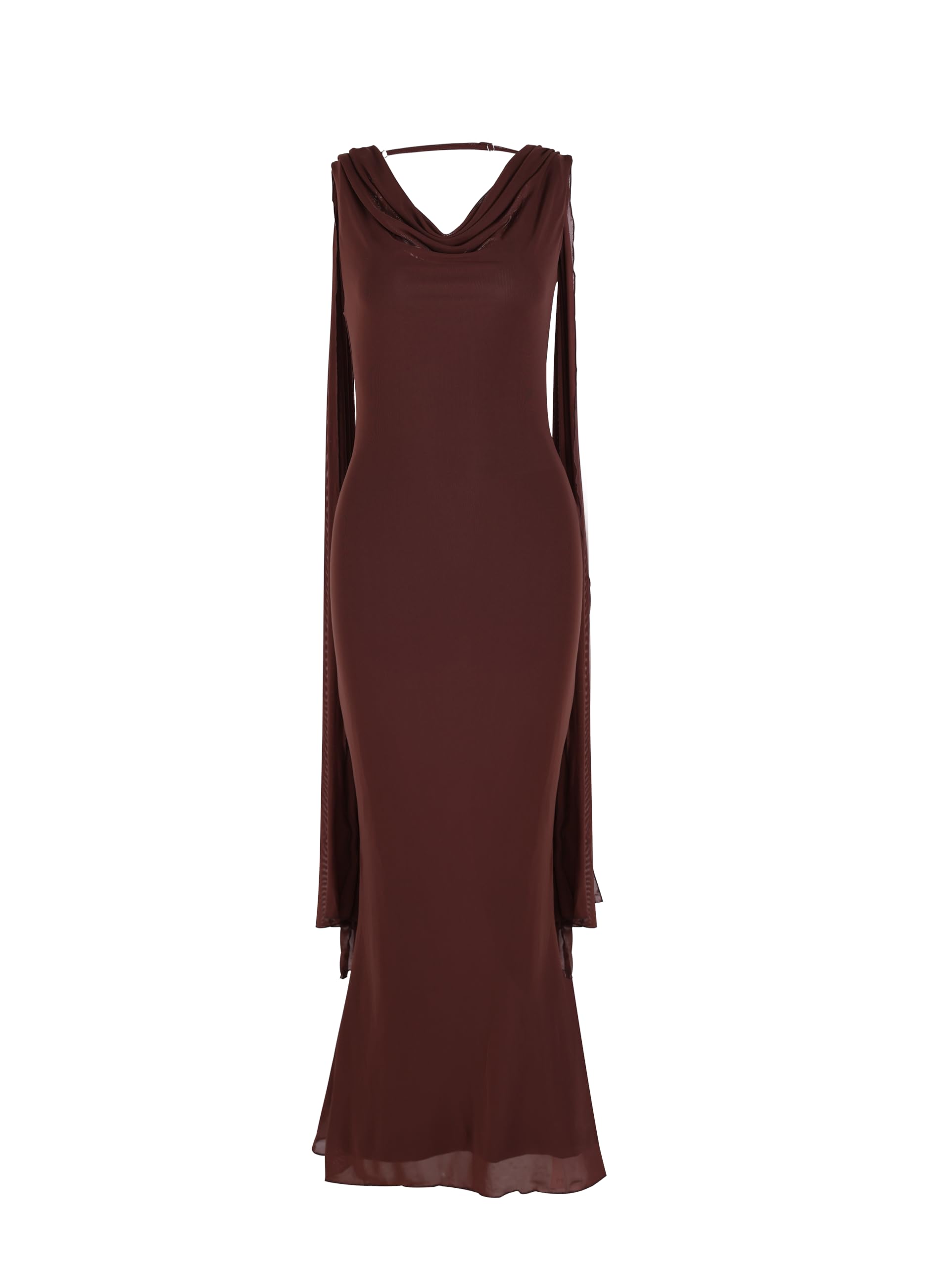 Photo 1 of Parthea Women's Summer Formal Wedding Guest Dresses Sleeveless Backless Long Elegant Evening Party Maxi Bodycon Dress Brown m