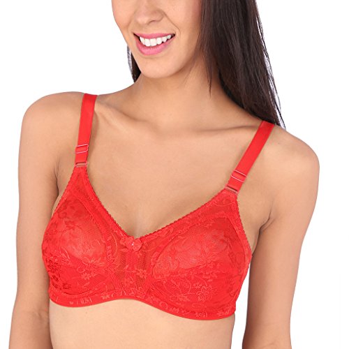 Image of Bralux C Cup Bra for Women Plus Size Lace Bra Non-Padded Wirefree Full Coverage Bridal Bra