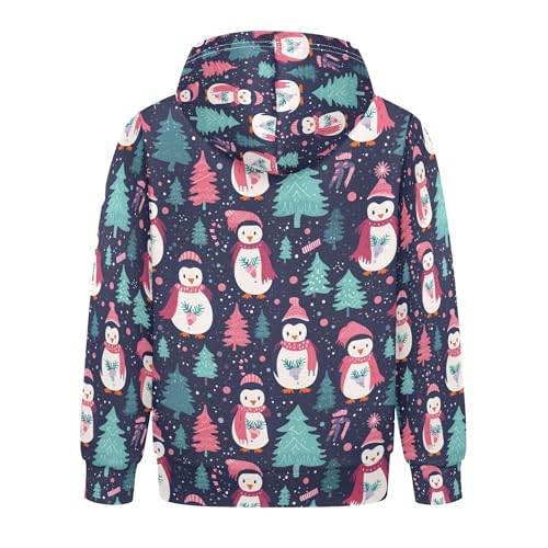 Kids Hoodies Sweaters Christmas Xmas Penguin Hooded Sweatshirts with Big Pockets for Boys Girls B04004232