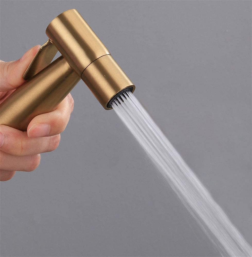 Spruzzatore Per Bidet Tenuto In Mano, Oro Spazzolato Bidet Bagno Doccia a Mano 304 Acciaio inossidabile Bidet Spruzzatore Igienico Rubinetto Bidet Per Doccia Parete Singolo freddo Bidet Rubinetto