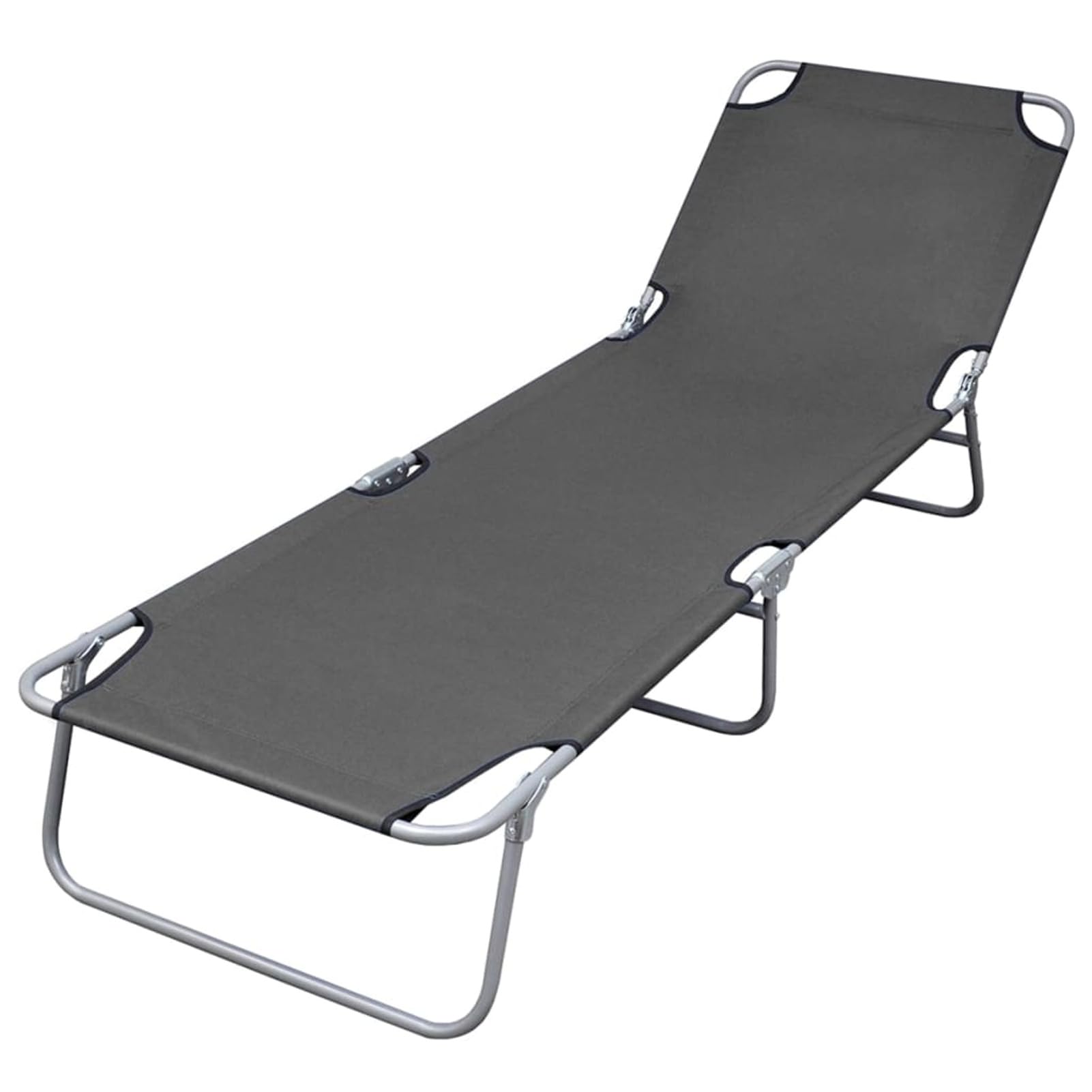 Homgoday Chaise Longue Pliable avec Dossier réglable Gris, Bain de Soleil de Jardin Dossier Réglable, Lit de Camping Transat de Relax pour Plage, Extérieur, Balcon, Terrasse