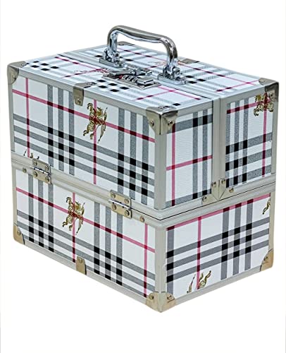 Image of Adson Professional Beauty Women's Makeup Bag, Cosmetic Box, Vanity Case /Box, Trousseau Box, Bridal Jewellery Organiser (Off White)