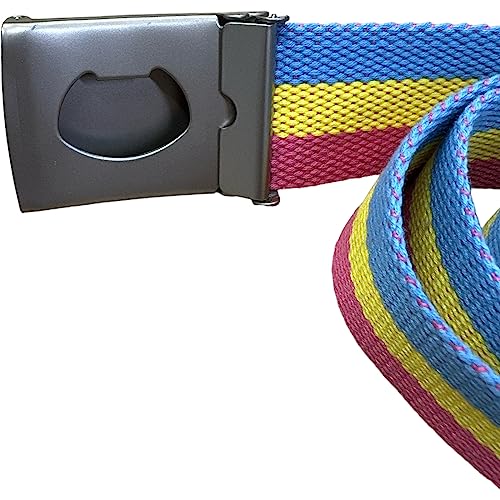 LGBTQIA+ Pansexual Adjustable Canvas Belt with Bottle Opener Buckle2