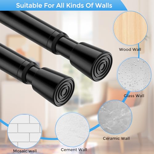 Image of MEXAU 3Pack Spring Tension Curtain Rod 33-59 inch Black Small Tension Rod