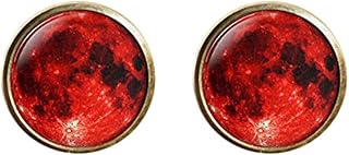 Abotoaduras com imagem de arte, presente de amor, abotoaduras com lua de sangue