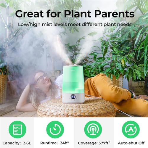 Image of Homvana 3.6L TopFill Cool Mist Humidifiers for Bedroom,Large Room& Plant,23dB Ultra-Quiet,Easy-to-Clean 2-in-1 Baby Humidifier&Oil Diffuser for Congestion Relief,Lasts Upto 4 Nights (Grey) (Pack of 9)