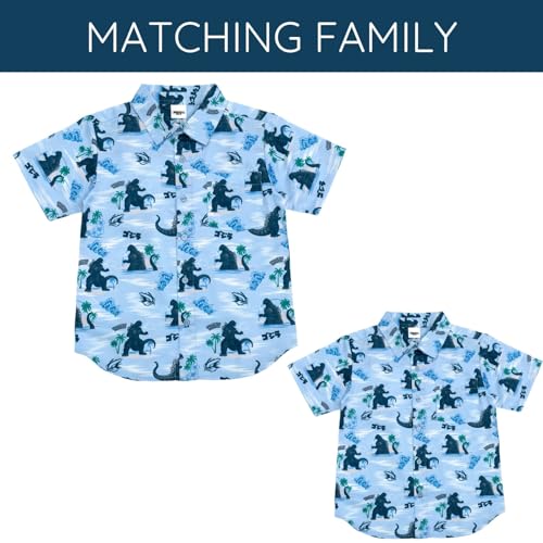 Godzilla Matching Family Hawaiian Button Down Shirt Toddler to Adult Sizes (4T - 2XL)4