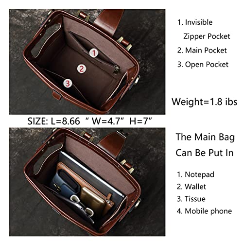 Genuine Leather Doctor BagTop Handle Purses Cowhide Handbag Brown Shoulder Bag Buckle Women's Bag4