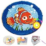Gelbe Ente Große Knüpfset Teppich, Selber Machen Set Knüpfteppich Zum Selberknüpfen, Wohnzimmer Teppich Latch Hook Kit Für Kinder Und Anfänger,Clown Fish,100cm/39.3 inch