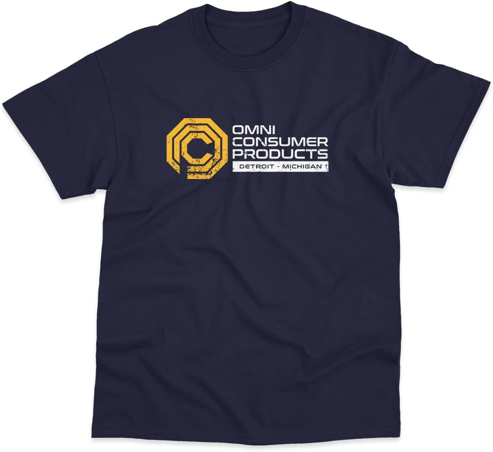 OCP Omni Consumer Products Logo Inspired Cotton Printed Navy T-Shirt
