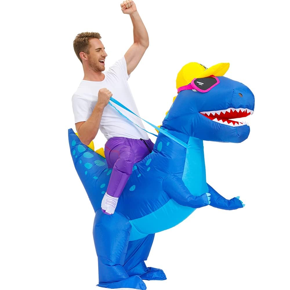 JASHKE Disfraz de Dinosaurio Hinchable Dinosaurio Azul Disfraces Hinchables Disfraces de Halloween Hinchables para Adultos