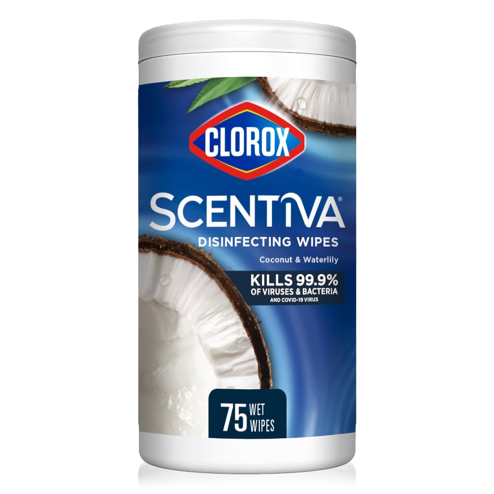 CLOROX Scentiva Disinfecting Wipes, Coconut and Waterlily, 75 Count (Package May Vary)