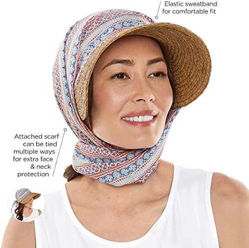 Coolibar Upf 50 Women S Abril Scarf Hat Sun Protective One Size Aura Blue Alluvia At Amazon Women S Clothing Store