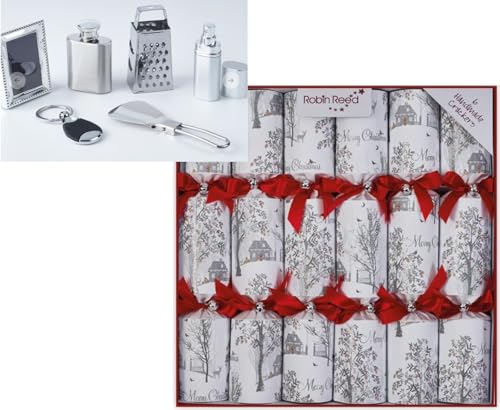 Crackers Ltd Set of 6 large silver glitter Fairytale design Christmas Crackers by Robin Reed