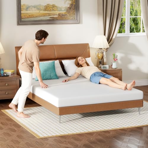 Image of FDW 6 Inch Queen Mattress, Medium Firm Base Foam, Breathable & Comfortable with Removable Washable Zipper Cover, Bed in a Box, CertiPUR-US Certified, White