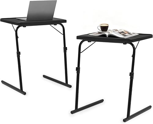 Miniatura 35 de Magshion Bandeja de TV inclinable ajustable de 22 pulgadas, mesa para cena en cama o sofá, cómoda mesa negra plegable con 3 ajustes de ángulo de