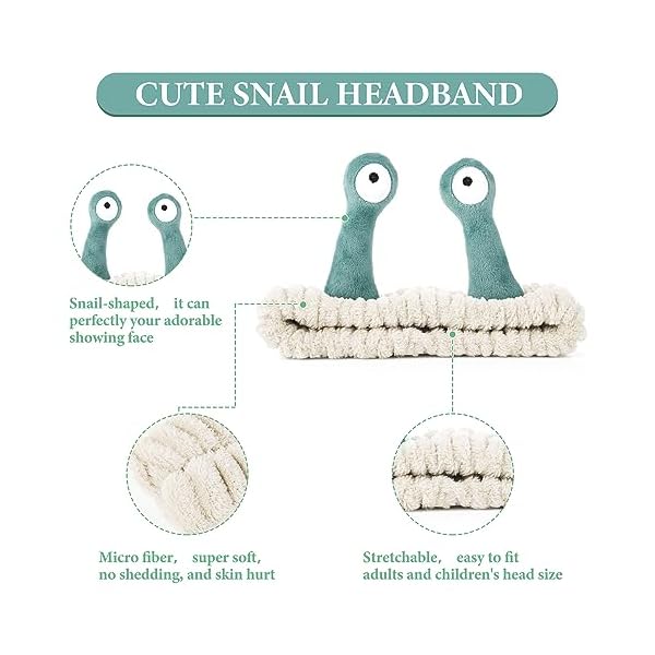 Face Wash Headband, Palm and Snail Spa Hair Bands Make-up Headbands Girls Cartoon Cute Coral Fleece Elastic Headband Inventive Hair Equipment for Washing Face Bathe Sports activities Magnificence Skincare - Image 4