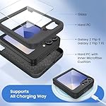 Ruky for Z Flip 6 Case, Full Body Cover Hard PC Ultra-Thin Anti-Scratches Shockproof, Support Wireless Charging Protective Phone Case for Samsung Galaxy Z Flip 6, Black - Image 4