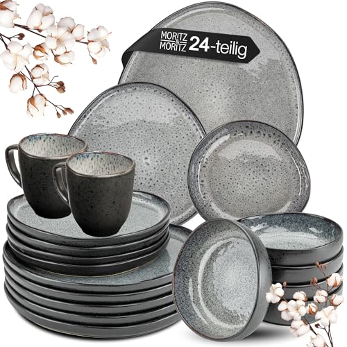 Moritz & Moritz ORGANIC 24-teiliges Geschirrset 6 Personen Grau -...