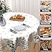 ABSOP Gold Christmas Tablecloth Round 60 Inch Winter Snowman Snowflake Table Cloth Farmhouse Merry Christmas Table Cover for Kitchen Dinner Room Holiday Party Indoor Outdoor Home Winter Decor