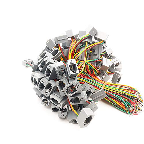 100pcs/lot 4 Pins RJ11 PCB Mounting Type RJ11 4P4C Modular Telephone Adaptors Connectors Jack with Cable 616E-4P4C 150mm Length