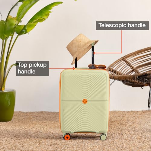 Image of Nasher Miles Bali Hard-Sided Polypropylene Cabin Luggage 20 inch | 55cm | 8 Wheels Small Trolley Bag for Travel | Suitcase (Cream)