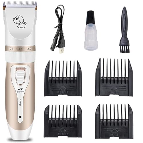 Inf Cortapelos Inalámbrico Para Perros, Silencioso Y Con Accesorios, Dorado Blanco Inf Cortapelos Inalámbrico Para Perros, Silencioso Y Con Accesorios, Dorado Blanco