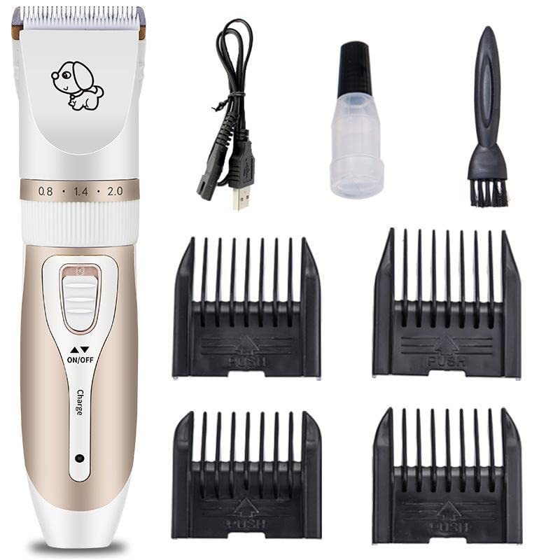 INF Wireless silent dog trimmer with accessories Gold/White
