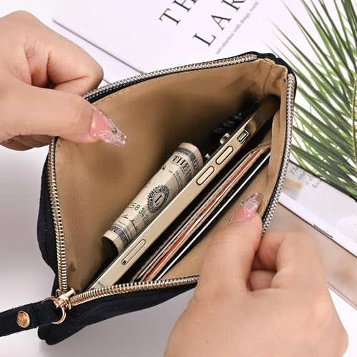 Image of Genuine Leather 4.5 x 6.5 Wristlet Purse for Women, Evening Wristlet Pouch Clutch Bag