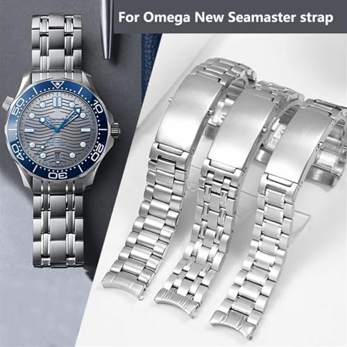 Bracelet de montre acier inoxydable 316L argent pour Omega Seamaster - 2