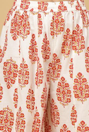 Image of Pistaa's Women's Regular Fit High Rise Pure Cotton Big Flair Printed Regular Palazzo