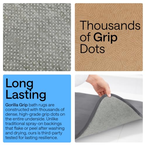 Image of GORILLA GRIP Memory Foam Bath Rugs, Soft Absorbent Velvet Bathroom Mats, Durable Dots on Underside, Machine Washable Bathmat, Carpet Rug Room Decor for Shower Floor, 24x17 Mat, Graphite Gray