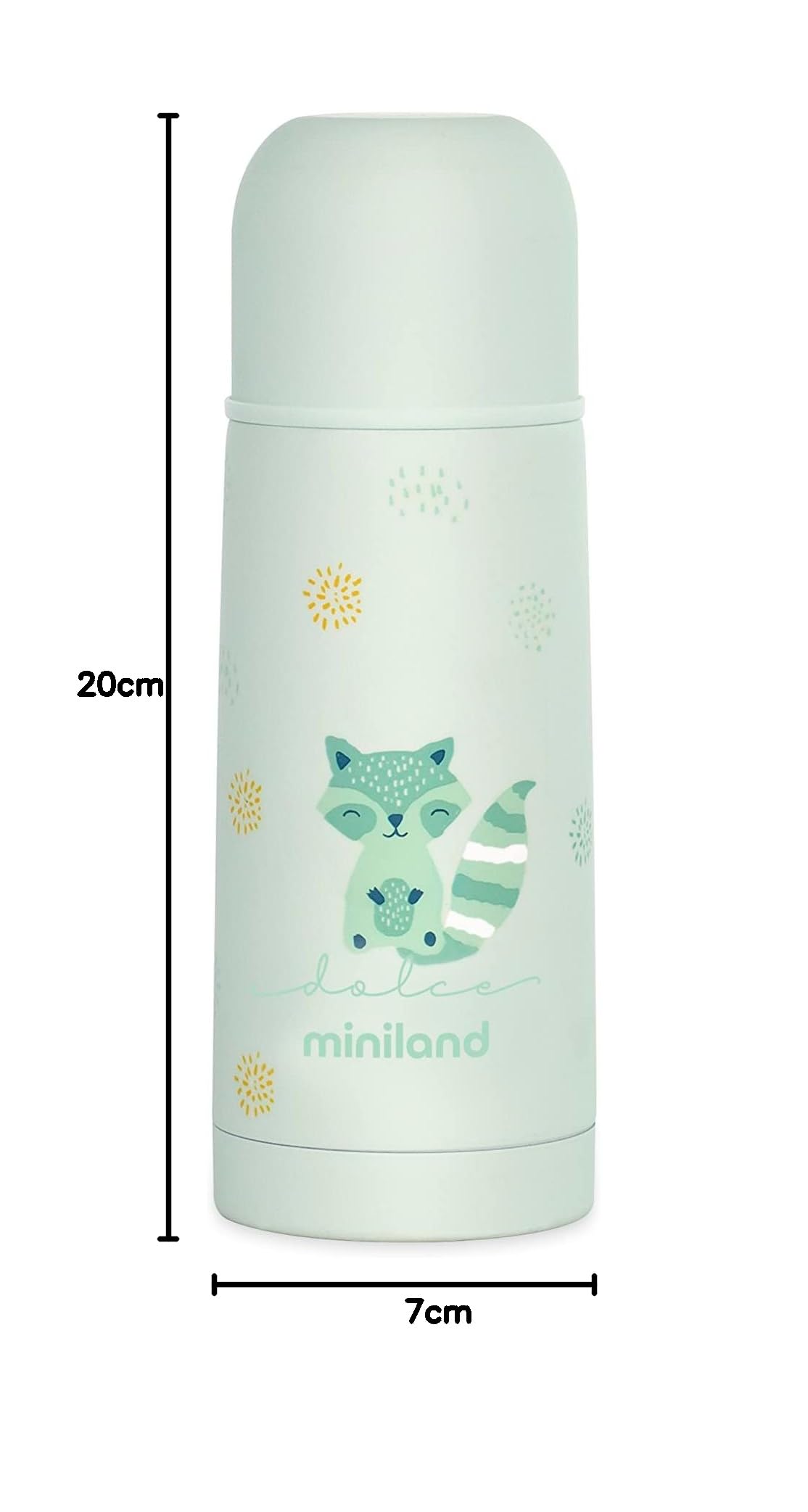 Miniland 350 ml butelka na płyn dla niemowląt ze stali nierdzewnej, utrzymuje temperaturę ponad 12 godzin zimna i ciepła, hermetyczny system zamykania i zapobiegający kapaniu | Mint