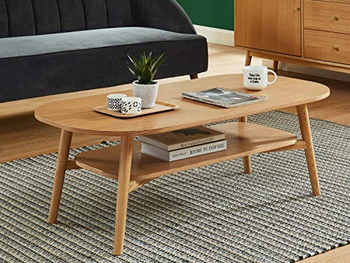 HOMIFAB Table Basse scandinave 120x60x40 cm chêne - Collection Marcel Cover