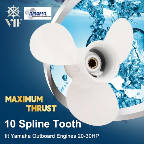 Image of VIF Jason Marine 9 7 /8 x 11 1 /4-F OEM Aluminum Boat Propeller fit Yamaha Outboard Motos F25 /20HP /25hp /30hp,Ref No. 664-45947-01-EL, 10 Spline Tooth, Rh