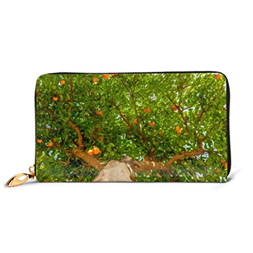 Preisvergleich Produktbild JHGFG Mode Handtasche Reißverschluss Brieftasche Mandarine Baum Hintergrundansicht unten High Phone Clutch Geldbörse Abendkupplung Blocking Leder Brieftasche Multi Card Organi