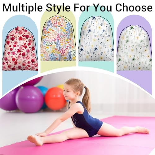 Image of Grip Bags for Gymnasts Plant Flowers Small Drawstring Gym Storage Pouch for Gymnasts