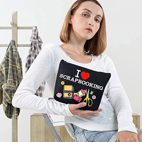 Image of WZMPA Scrapbook Lovers Cosmetic Makeup Bag Scrapbook Fan Gift I Love Scrapbooking Zipper Pouch Bag Scrapbook Merch (Scrapbooking BL)