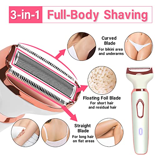 Electric-Lady-Shaver-Women-Razors-for-Shaving-Cordless-4-in-1-Shaver-for-Women-Face-Legs-and-Underarm-Portable-Bikini-Trimmer-Wet-Dry-Hair-Removal-Cordless-Micro-USB-RechargeableShaver
