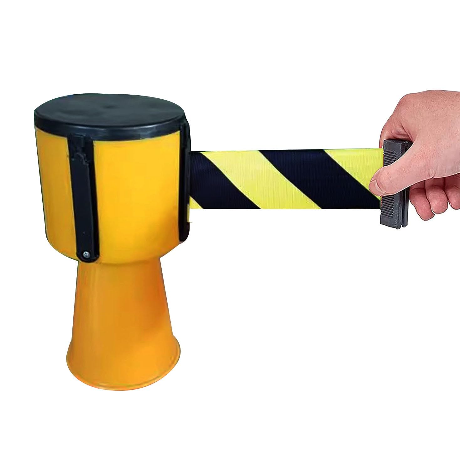 CAIFEXUE Cone-Mounted Retractable Belt Barrier,2/3/5M, Cbarrier Retractable Topper for Traffic Cone,Need Interlocking Multiple Units/B/5M(16.4Ft)