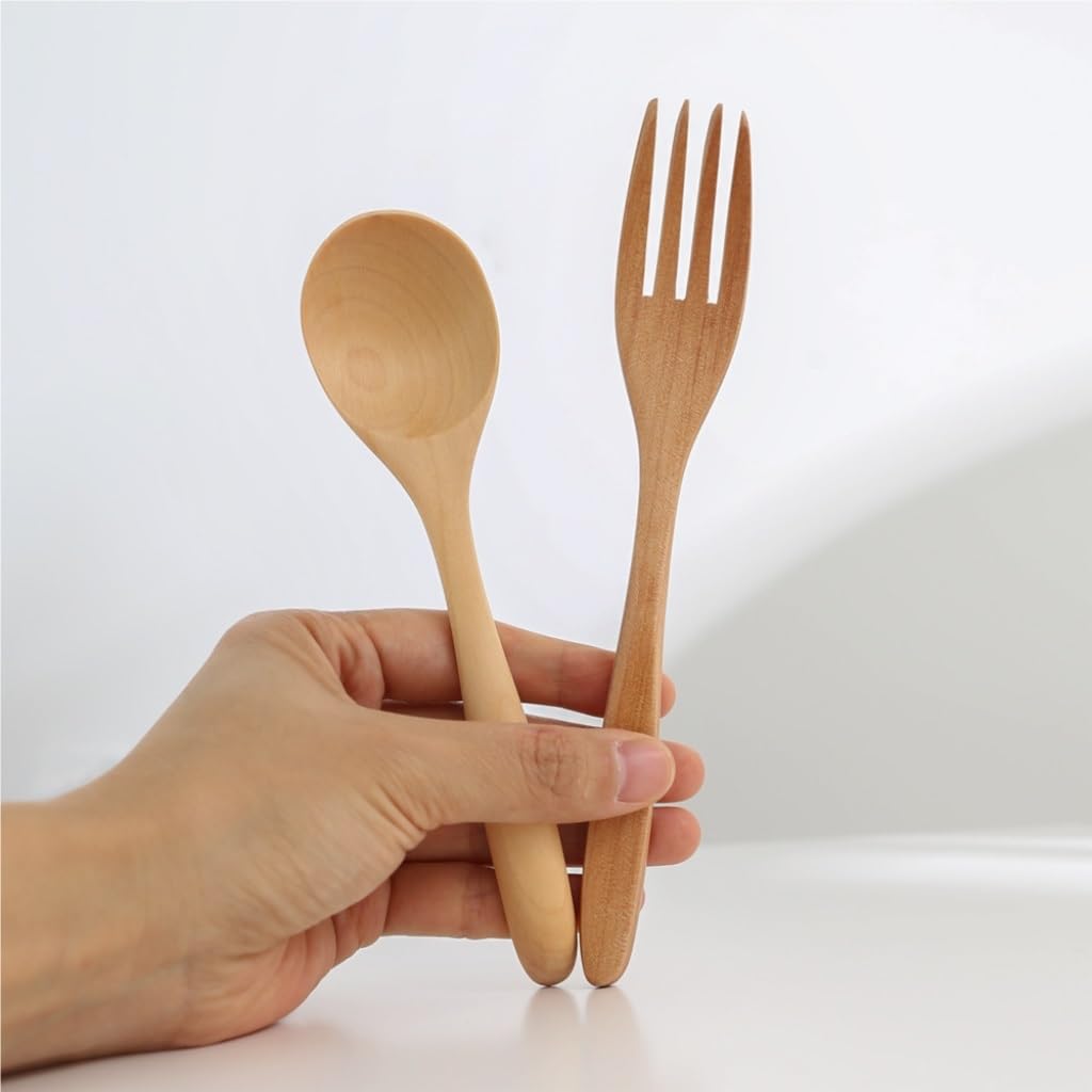 kaffeelöffel 5 stücke/10 stücke Kreative Holz Löffel Gabel Geschirr Set Haushalts Löffel Kaffee Holz Löffel Rühren Löffel (Color : A, Size : 27.5cm*18.5cm*4.5cm)