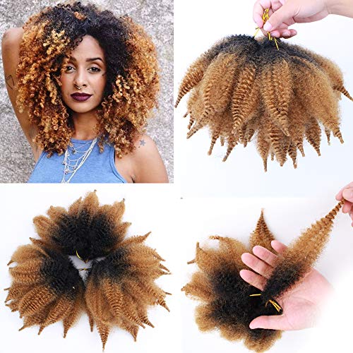 Afro Marley Twist Hair 8Inch Marley Hair for Twists 3Packs Synthetic Kinkys Twist Braiding Hair Extensions(1B/27#)